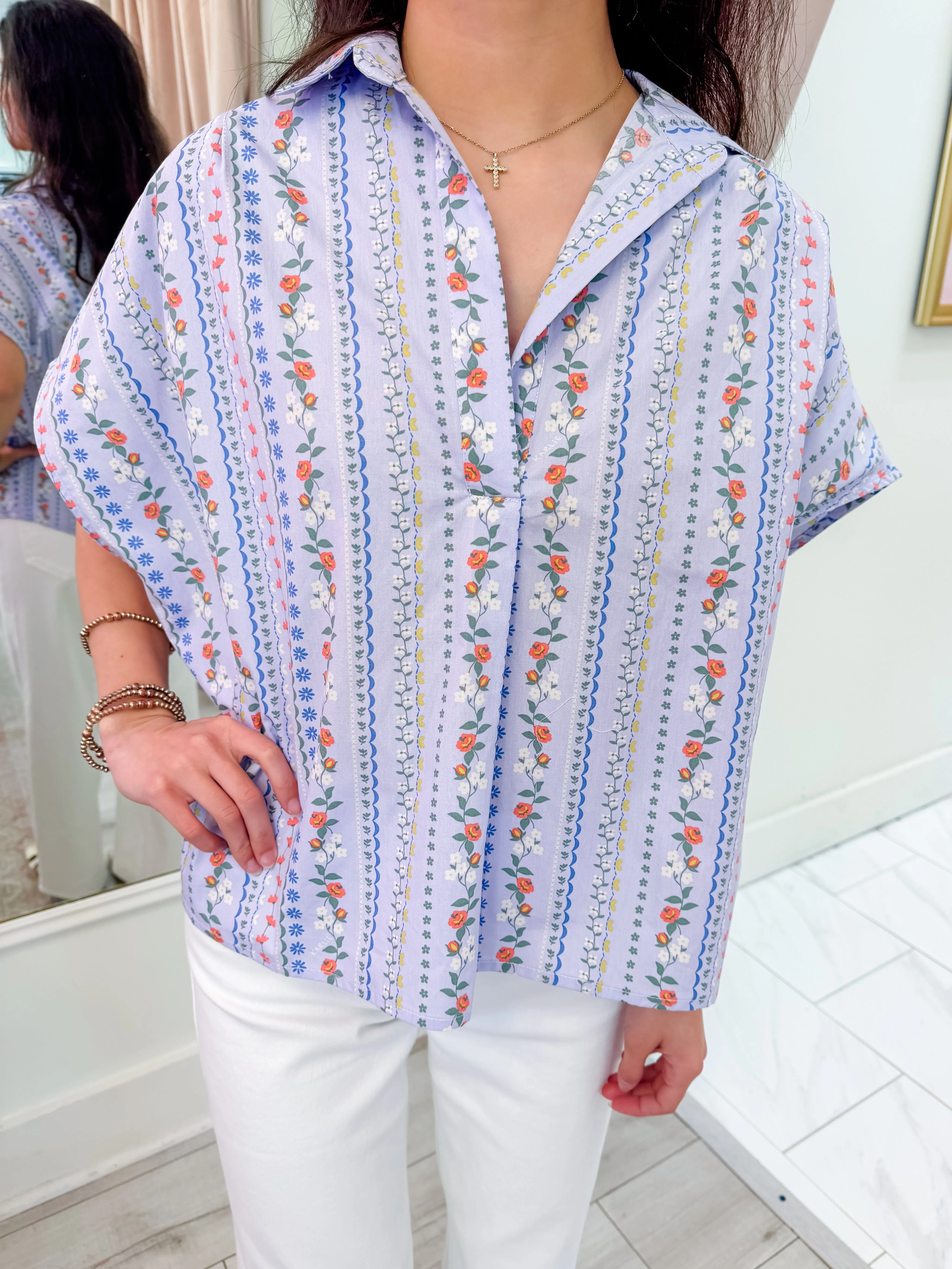 French Vine Floral Collar Top sold by Mimosa product image thumbnail 3