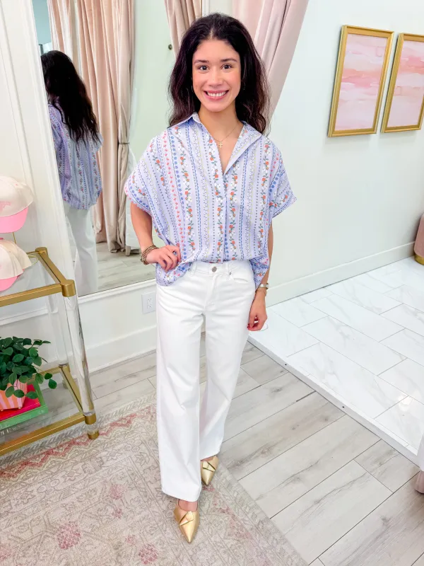 French Vine Floral Collar Top sold by Mimosa