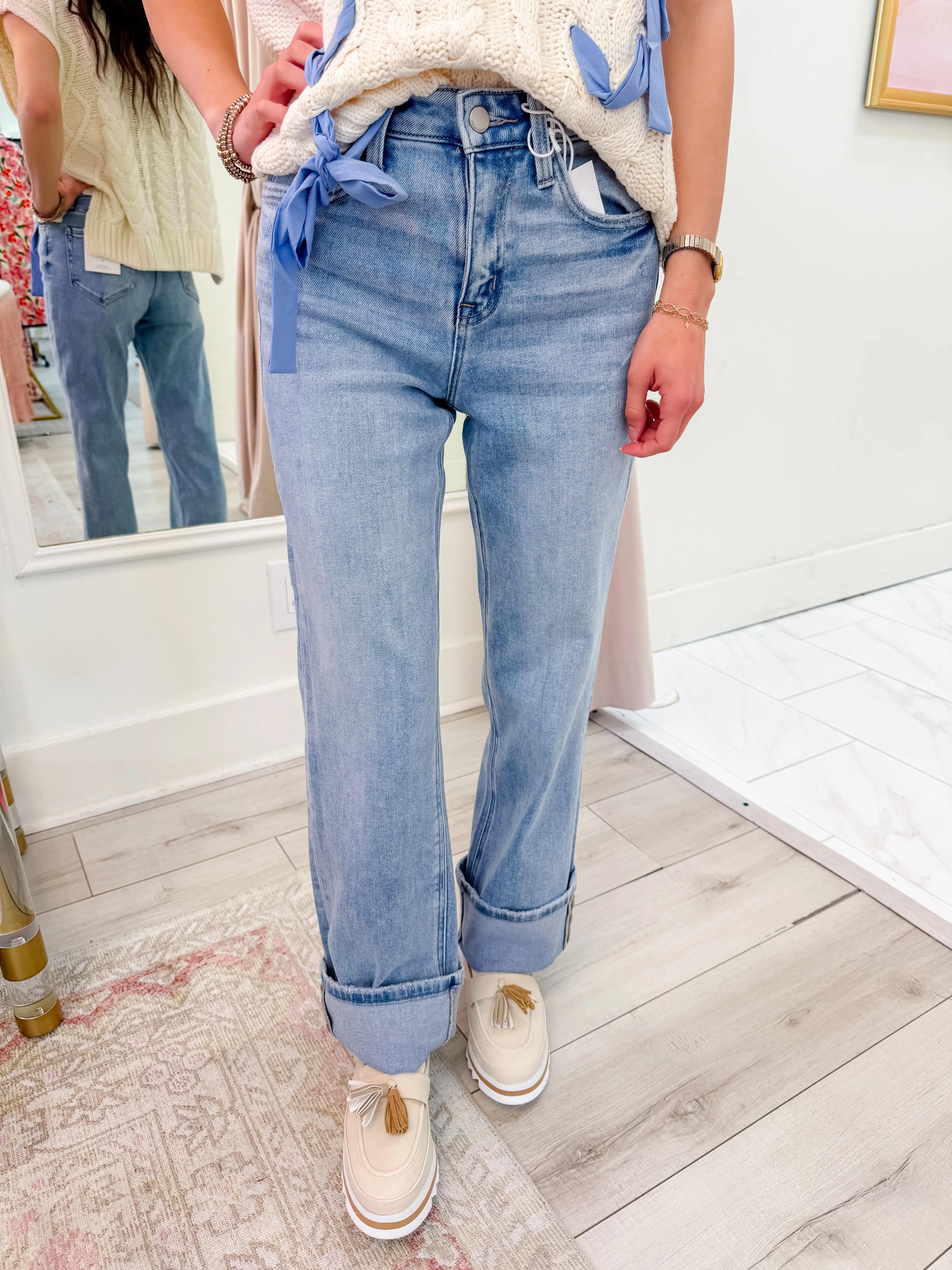 High Rise Cuffed Slim Wide Leg Elan sold by Mimosa