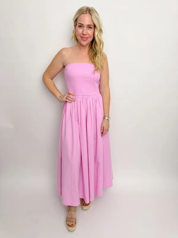 Bubblegum Strapless Maxi Dress made by HYFVE