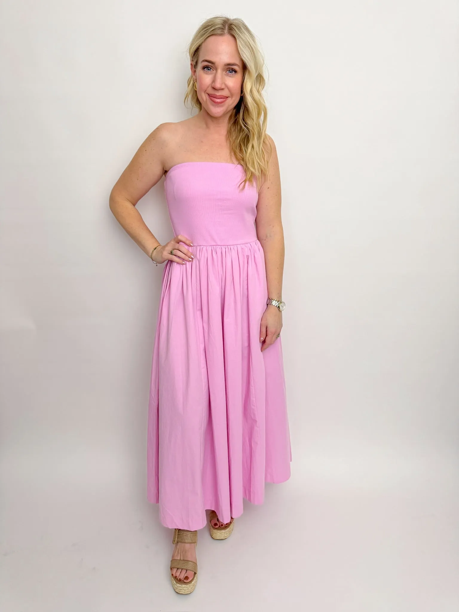 Bubblegum Strapless Maxi Dress sold by Mimosa