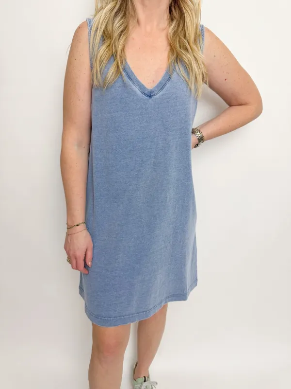 ZS Sloane V-Neck Knit Denim Dress sold by Mimosa