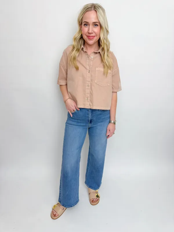 Basic Short Sleeve Button Up sold by Mimosa