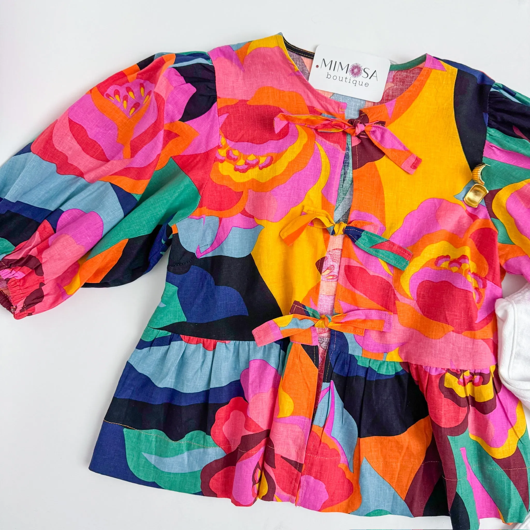 Tropical Linen Tie Front Blouse sold by Mimosa product image thumbnail 2