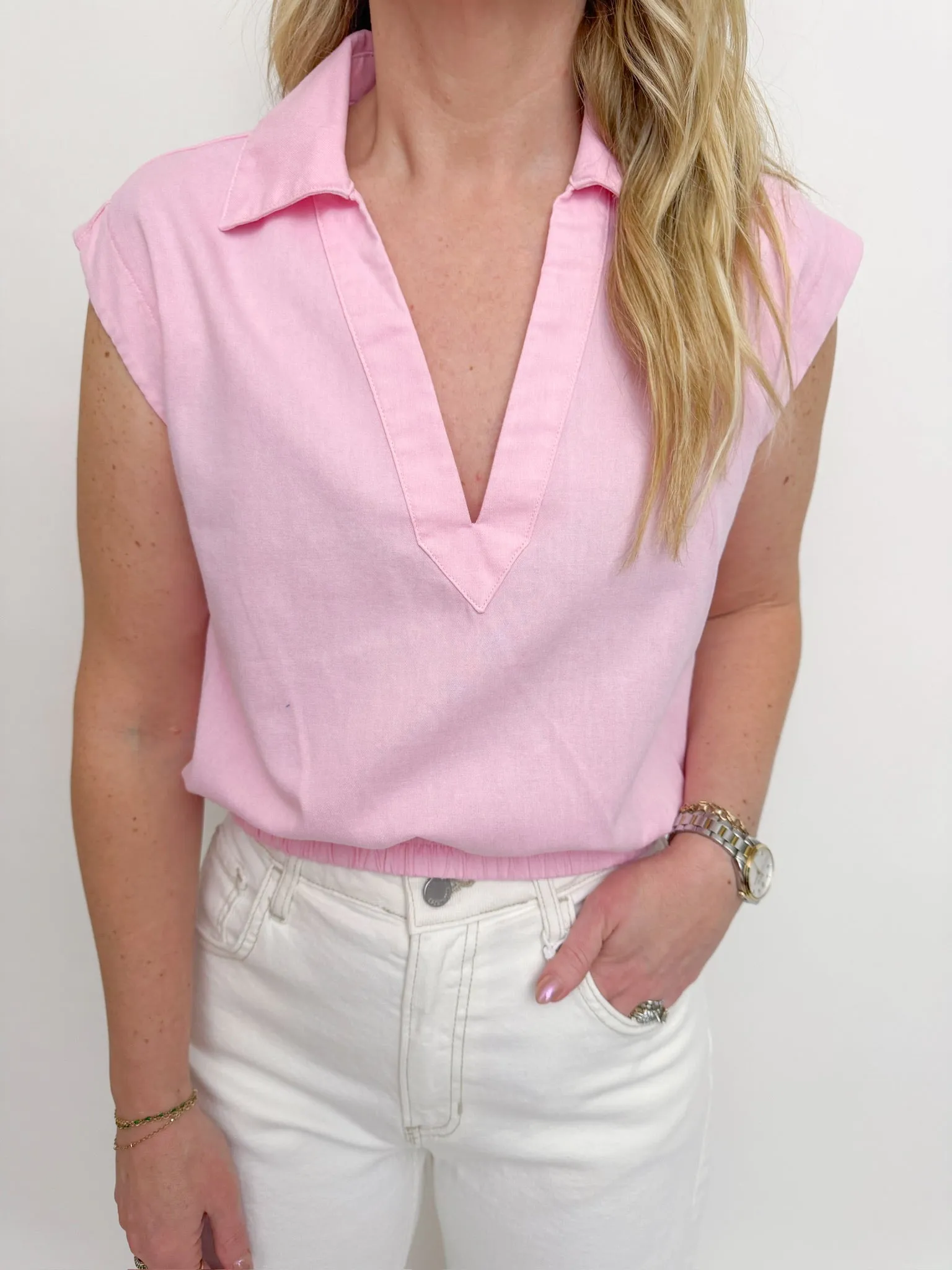 Collared Fitted Waist Top sold by Mimosa product image thumbnail 3