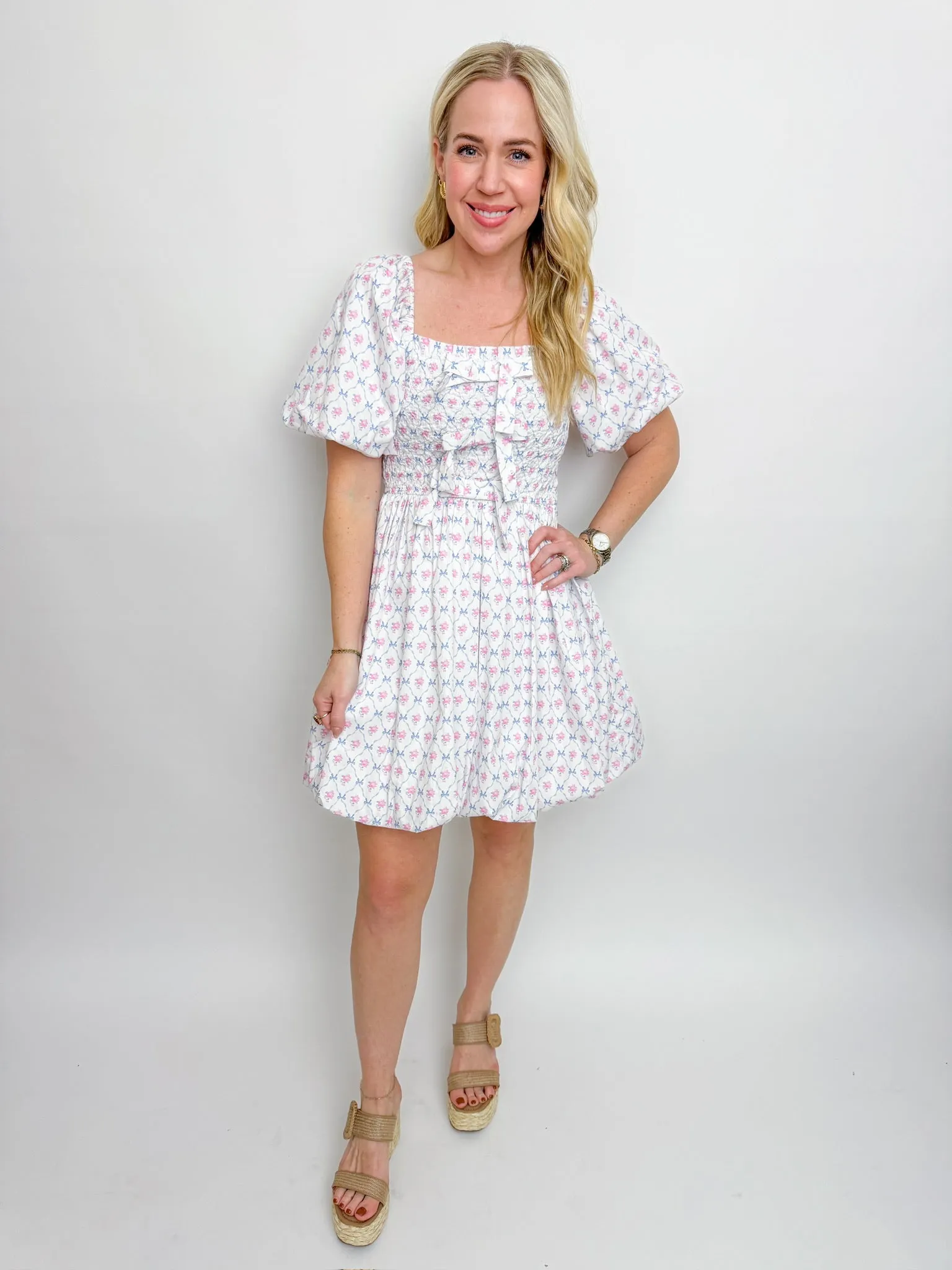 Rosie Bow Bubble Hem Mini Dress sold by Mimosa product image thumbnail 2