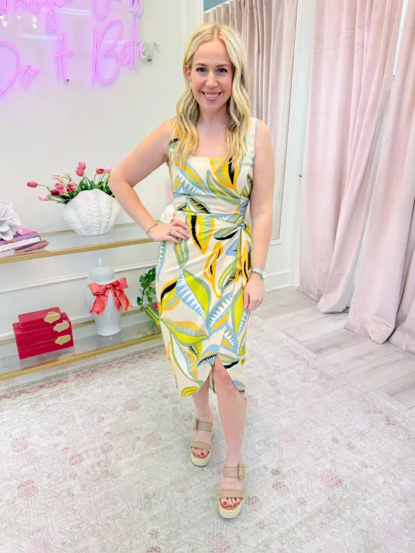 Leafy Abstract Wrap Dress made by Karlie