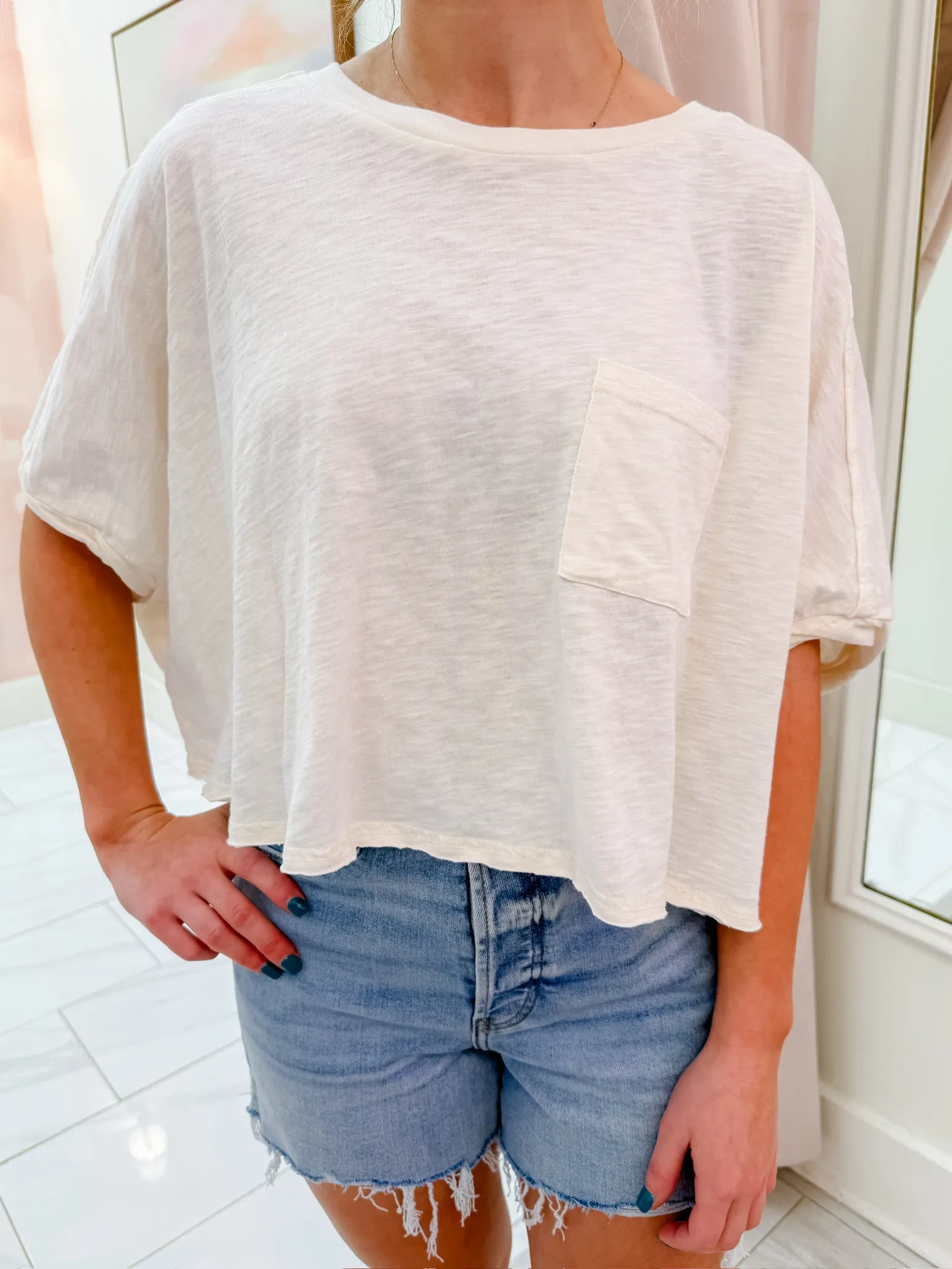 Crew Neck Boxy Crop Tee sold by Mimosa product image thumbnail 2