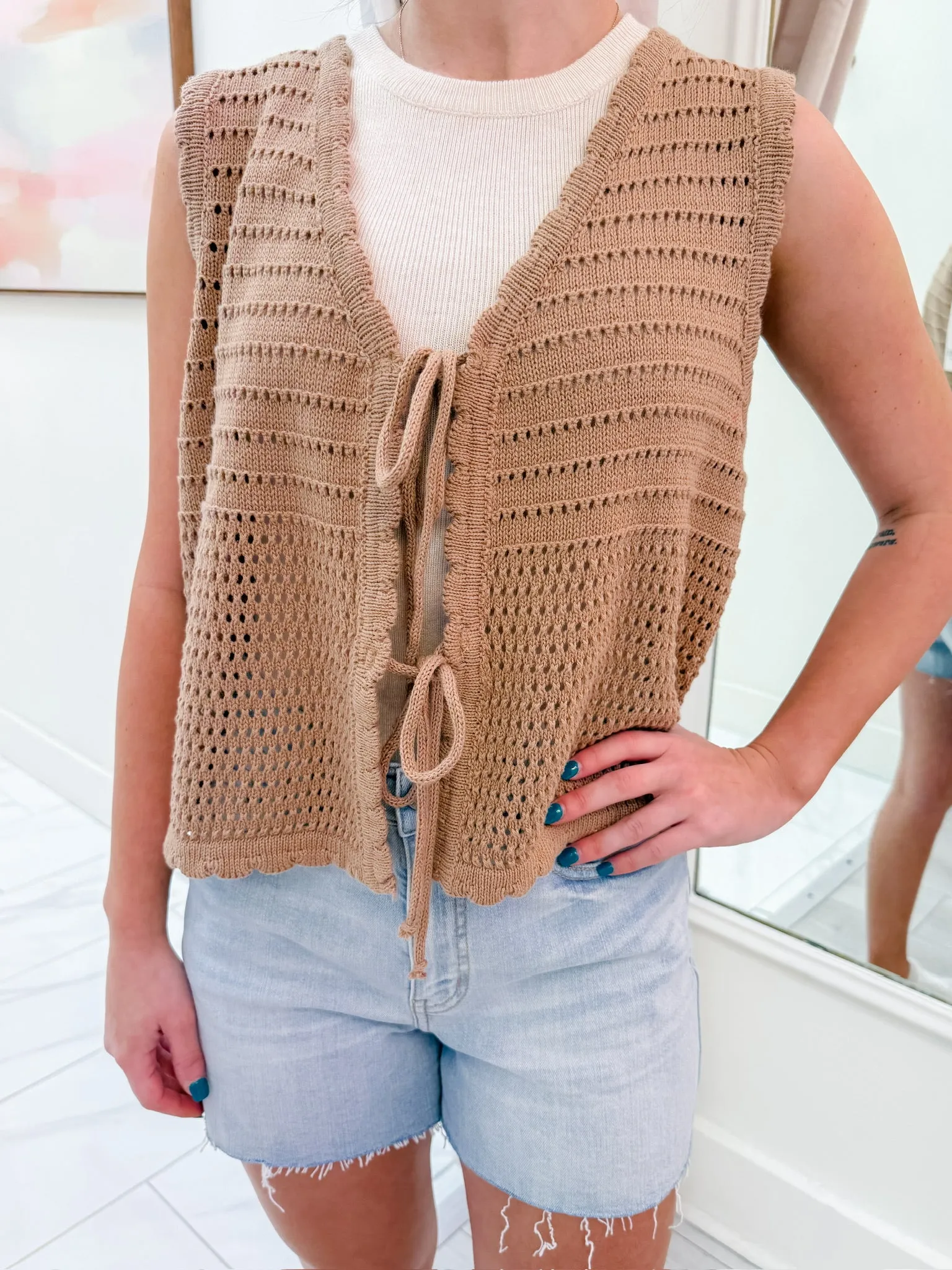Coca Lace Up Vest sold by Mimosa