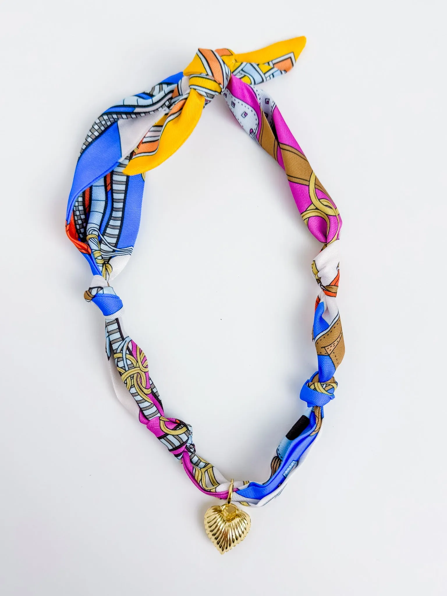 Knotted Scarf Necklace-Scallop Heart sold by Mimosa