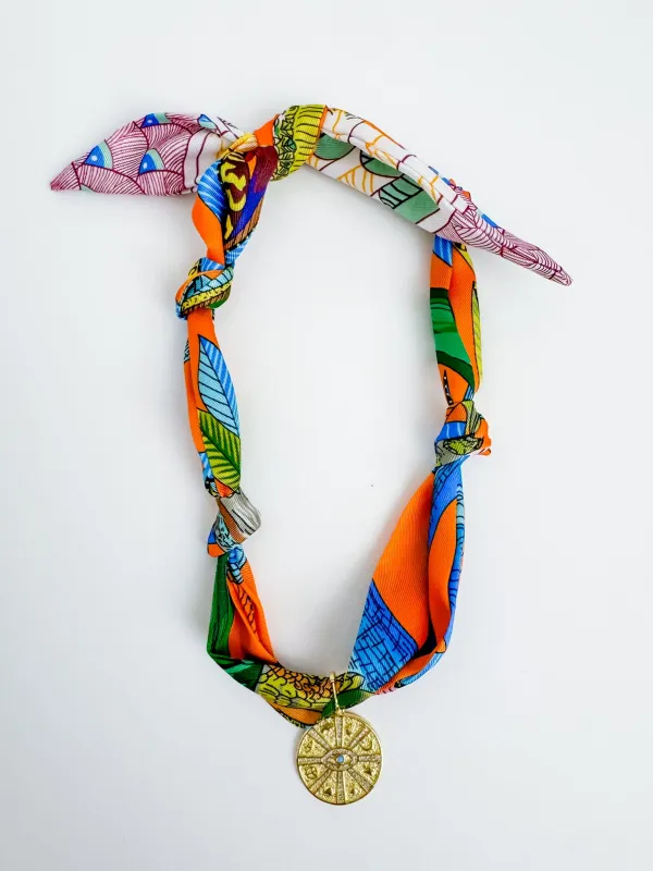 Knotted Scarf Necklace-Large Coin sold by Mimosa