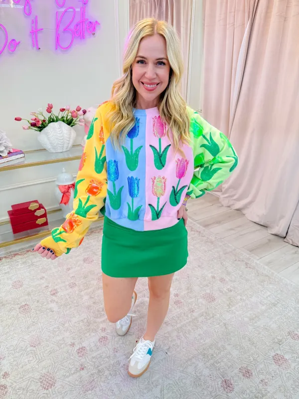 Neon Colorblock Tulip Sweatshirt sold by Mimosa
