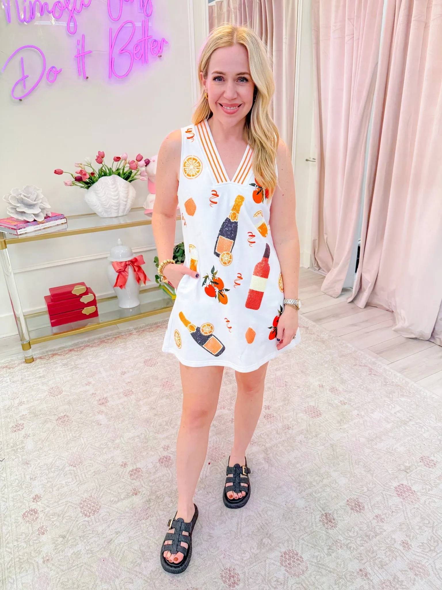 Sequin Mimosa Icon V-Neck Tank Dress sold by Mimosa