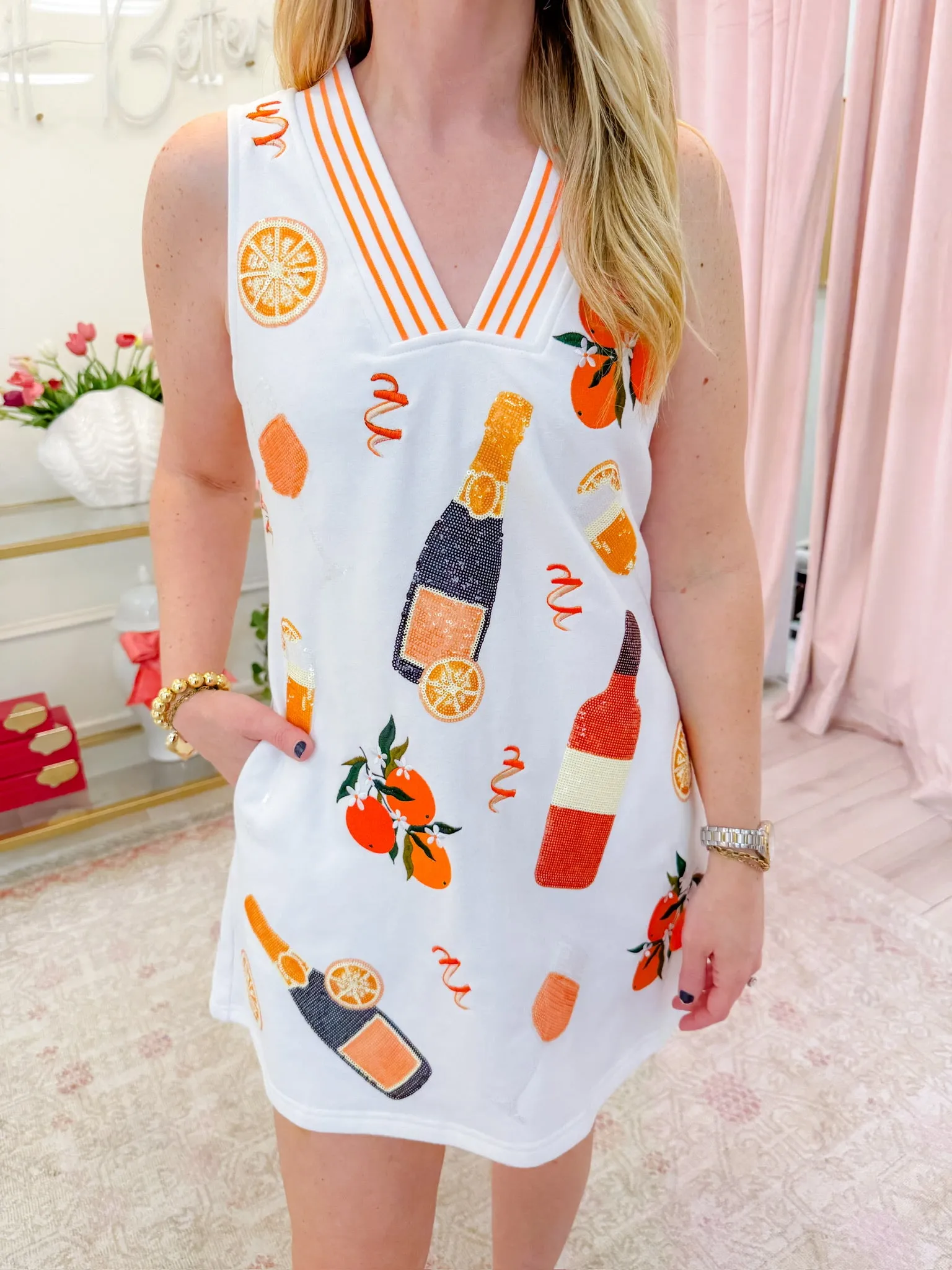 Sequin Mimosa Icon V-Neck Tank Dress sold by Mimosa product image thumbnail 2