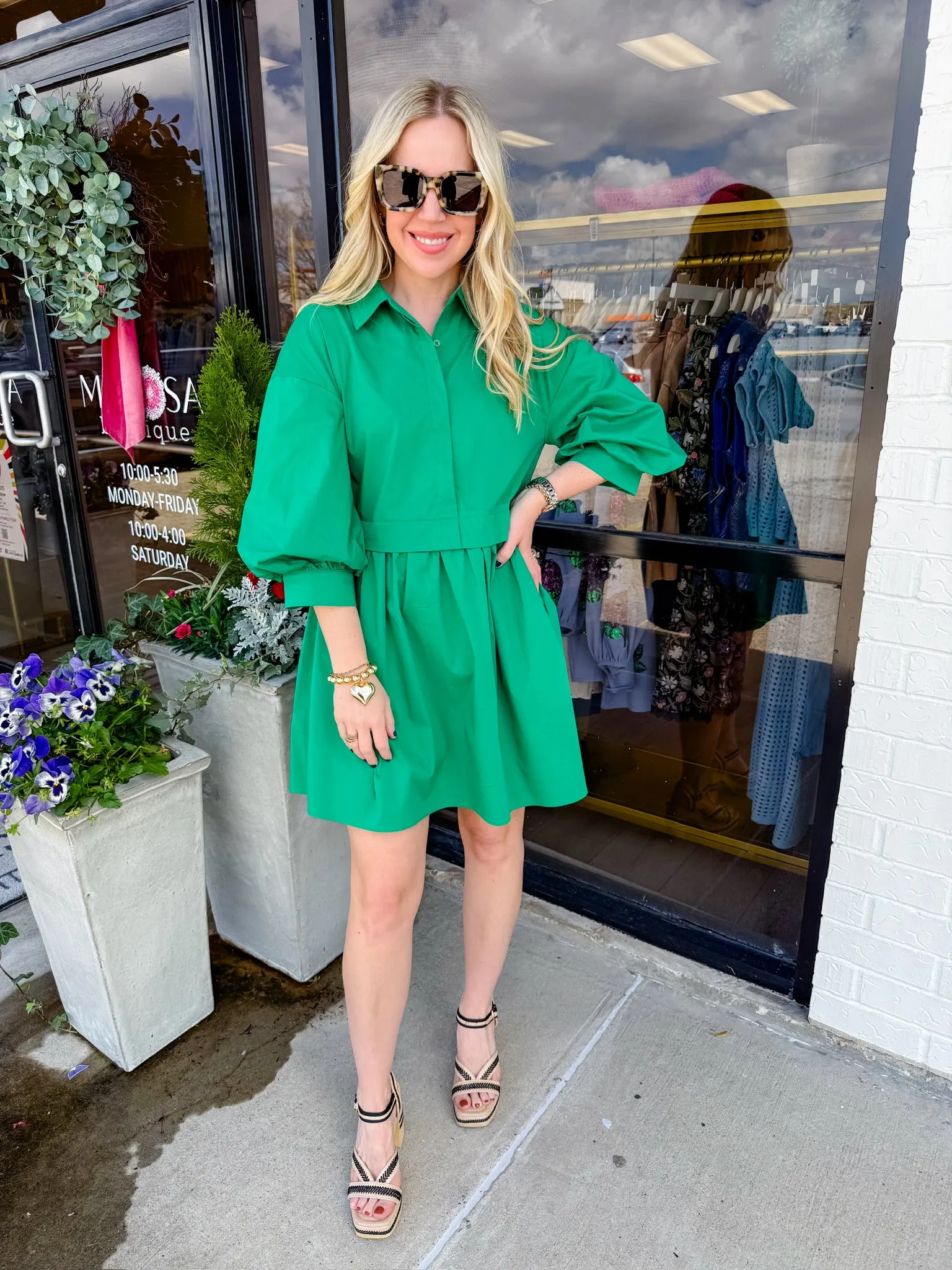 Perry Puff Sleeve Shirt Dress sold by Mimosa