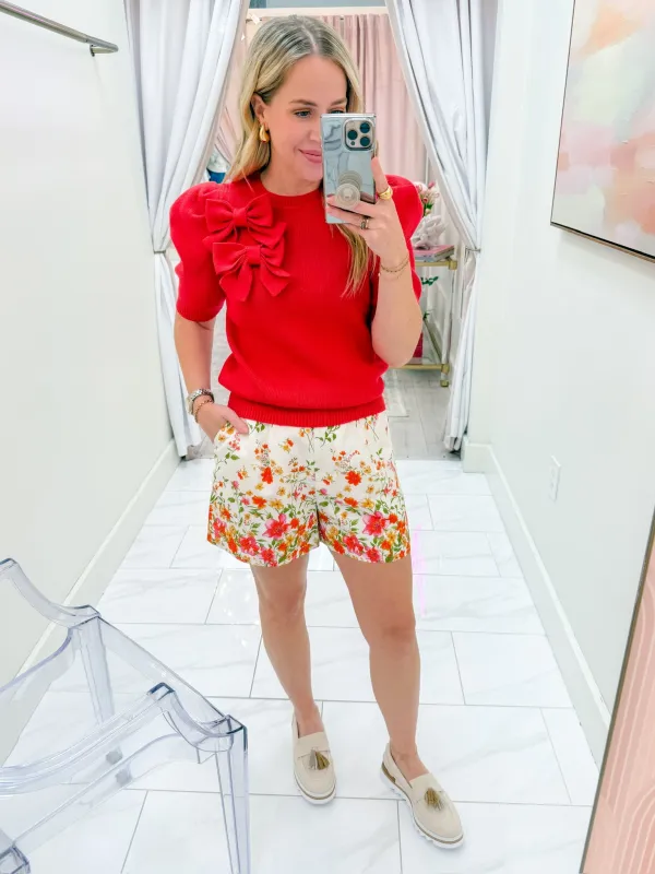 Bow Front Ribbed Sweater Top sold by Mimosa