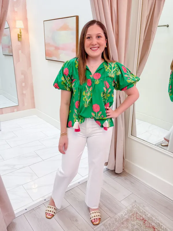 Maiya Floral Puff Sleeve Blouse sold by Mimosa