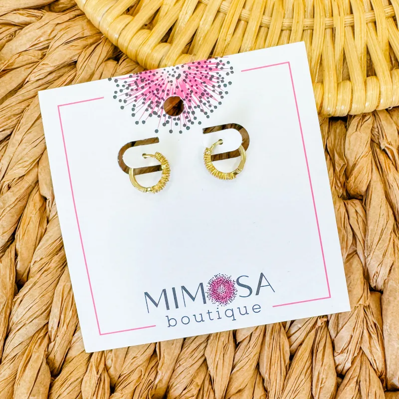 Dainty CZ Pave Hoop Earrings sold by Mimosa