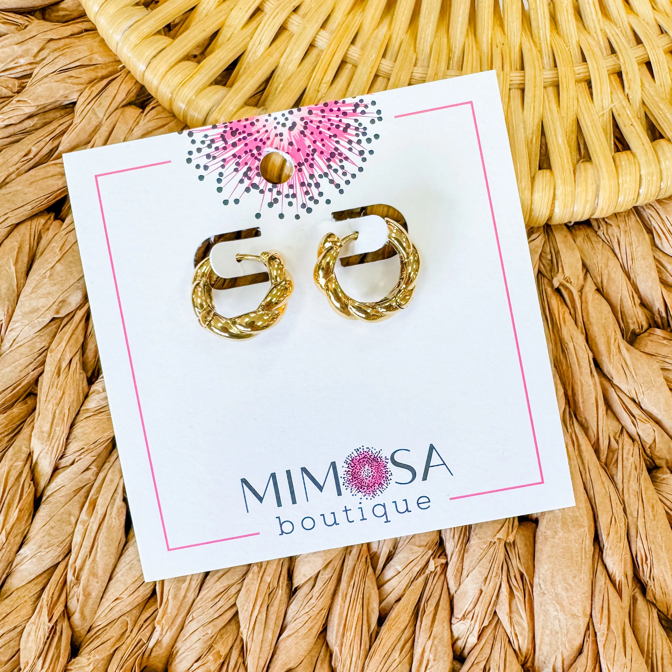 Small Braided Twist Hinge Hoop Earrings sold by Mimosa