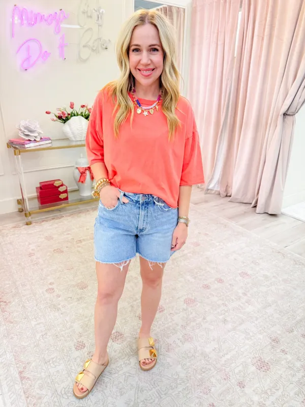 Drop Shoulder Crew Neck Tee sold by Mimosa