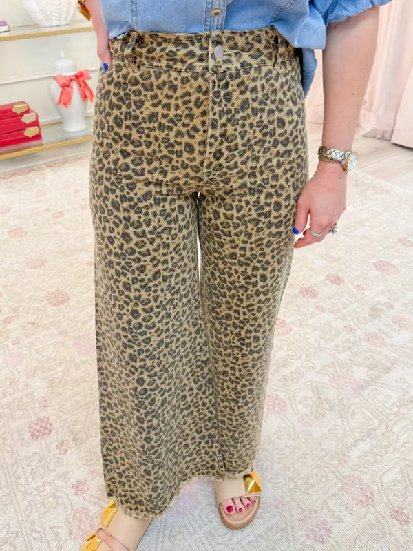 Josie Wide Leg Leopard Jeans sold by Mimosa