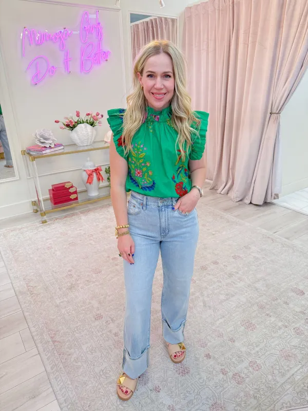 Magda Floral Flutter Blouse sold by Mimosa