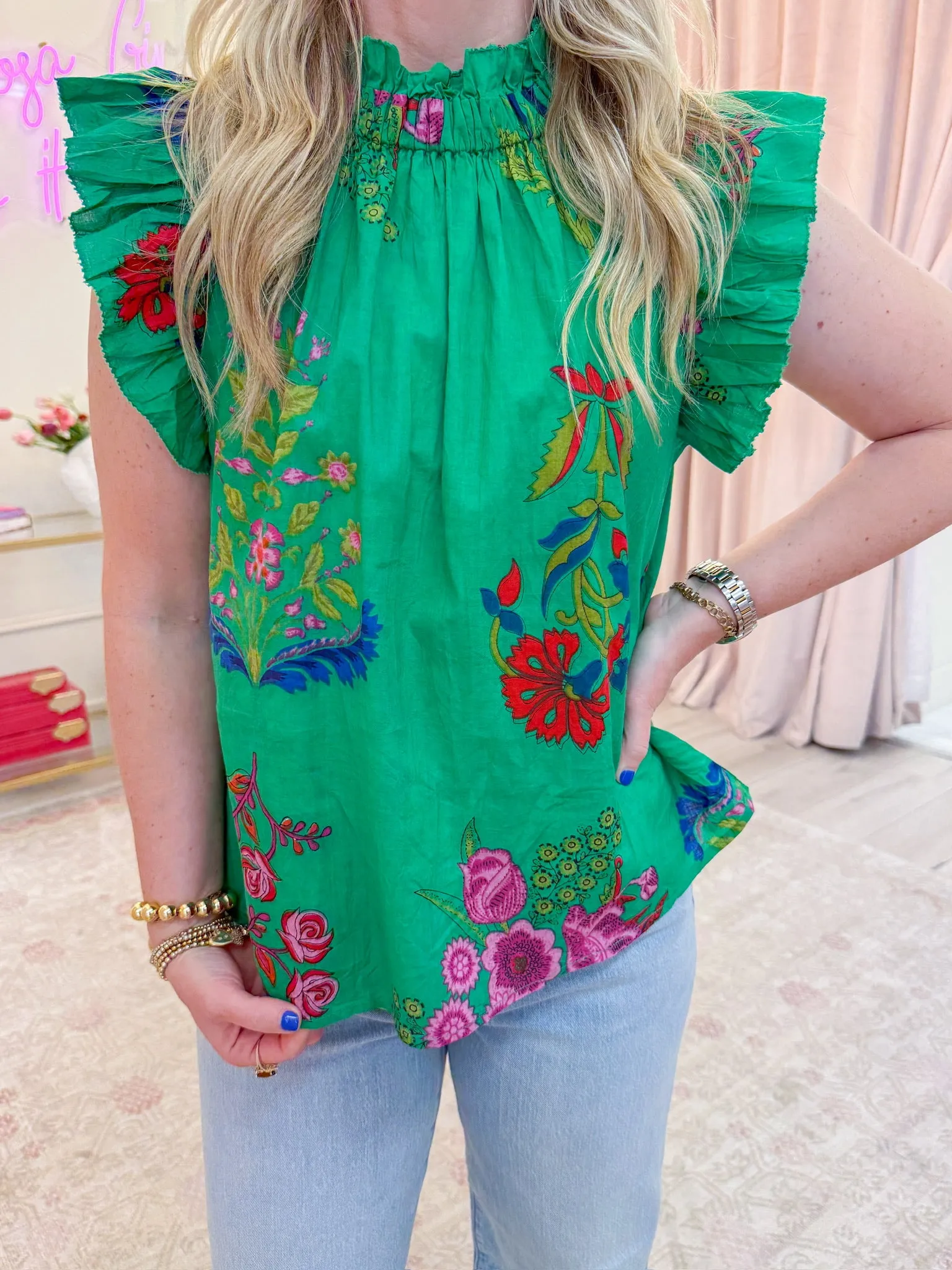 Magda Floral Flutter Blouse sold by Mimosa product image thumbnail 2