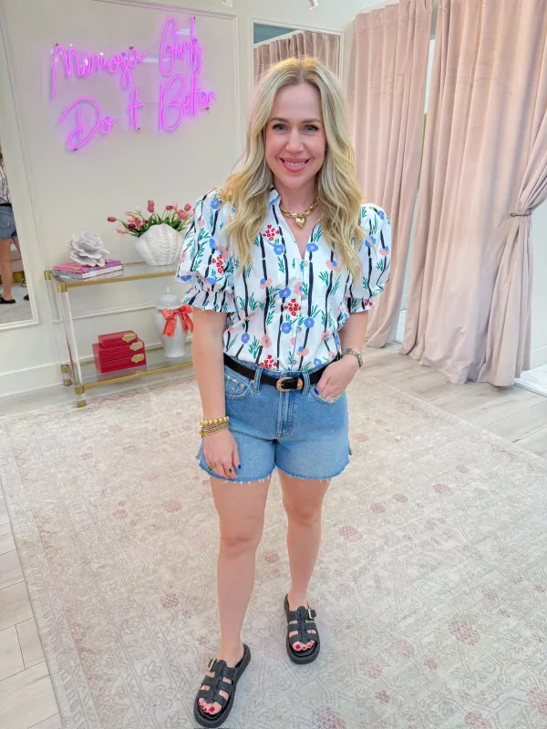 Tillie Floral Stripe Blouse sold by Mimosa