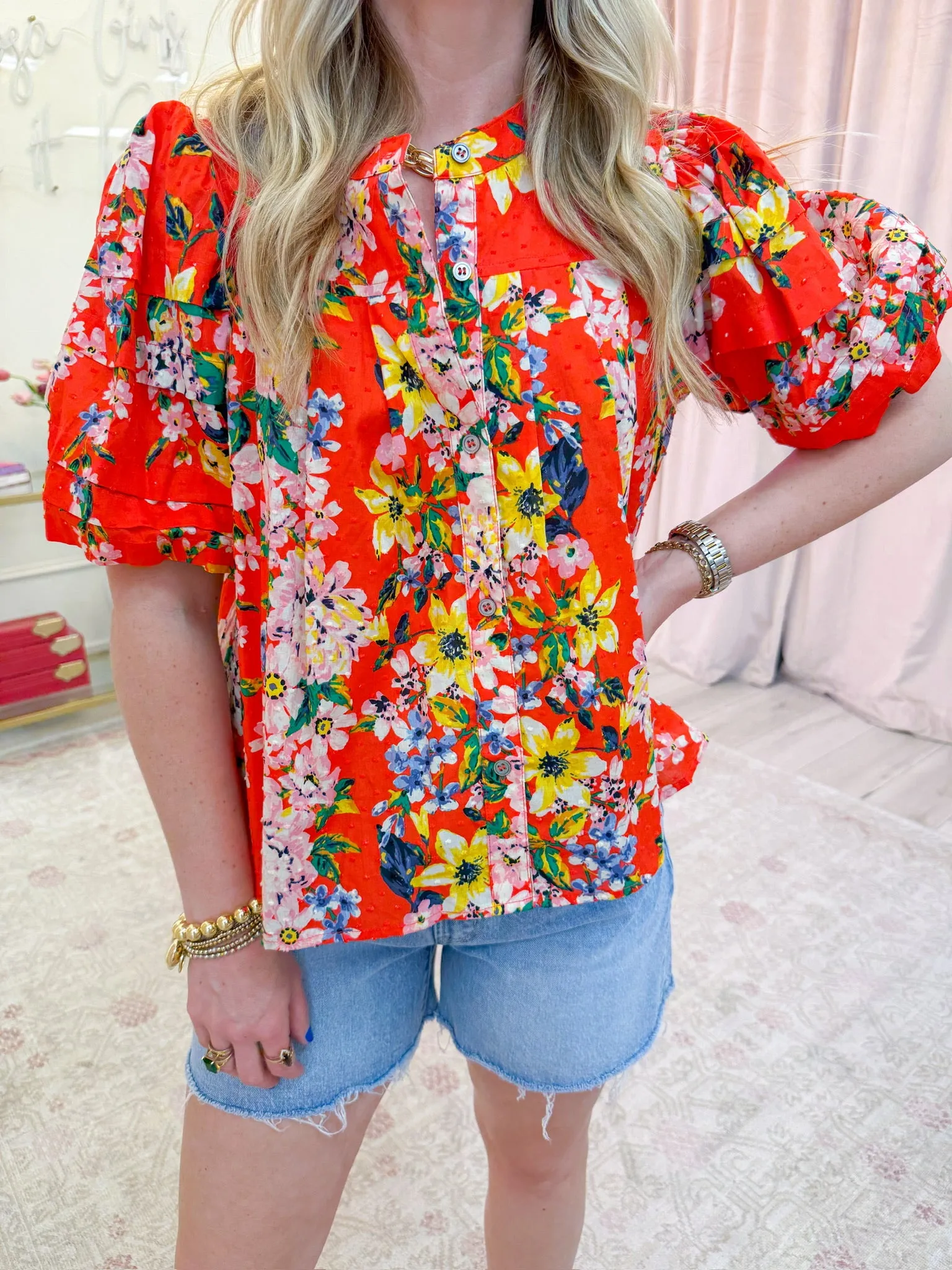 Melina Floral Pleated Blouse sold by Mimosa product image thumbnail 2