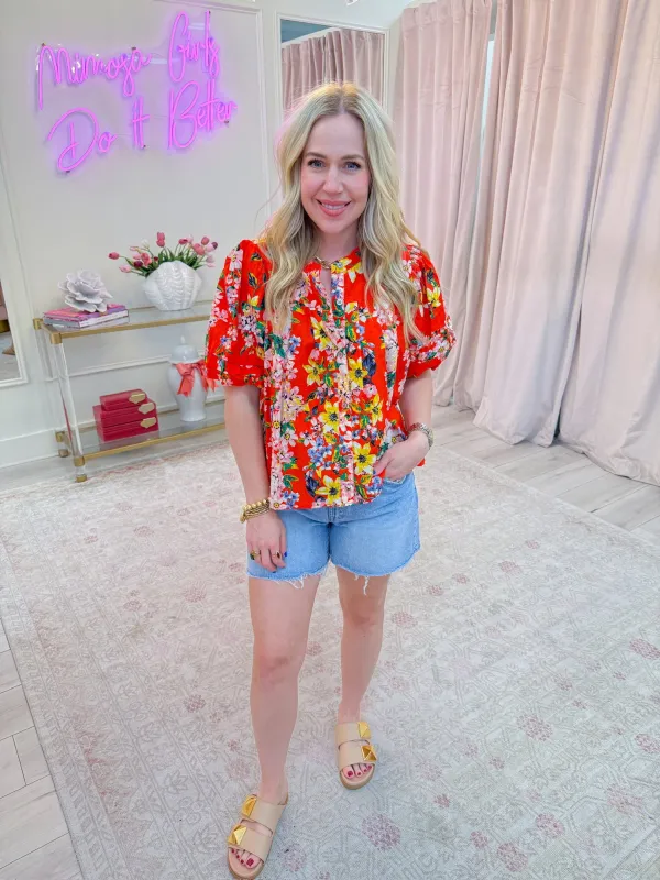 Melina Floral Pleated Blouse sold by Mimosa