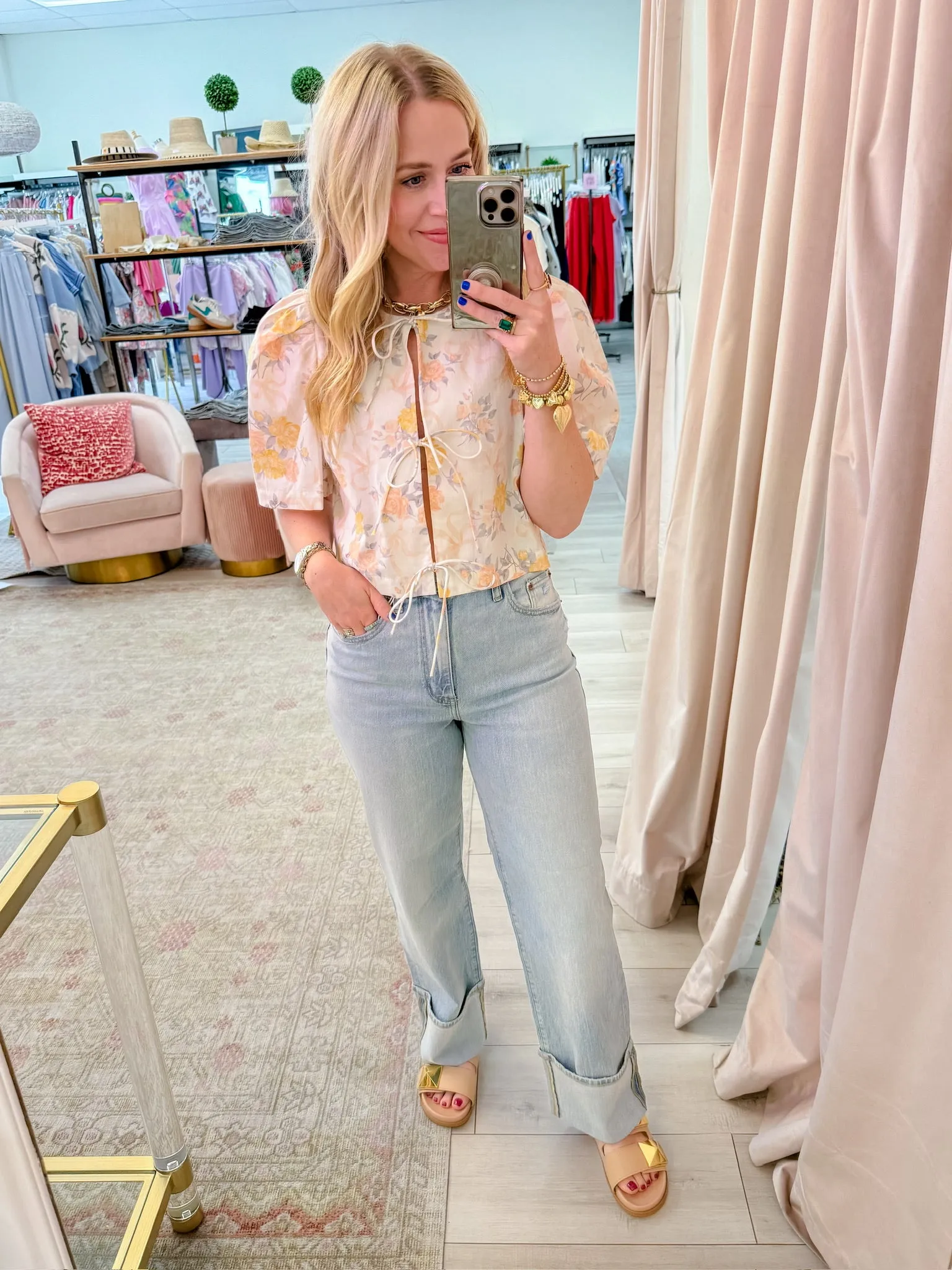 Ava Floral Tie Front Blouse sold by Mimosa product image thumbnail 3