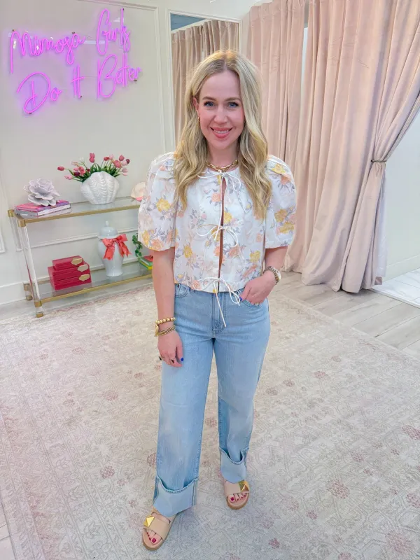 Ava Floral Tie Front Blouse sold by Mimosa