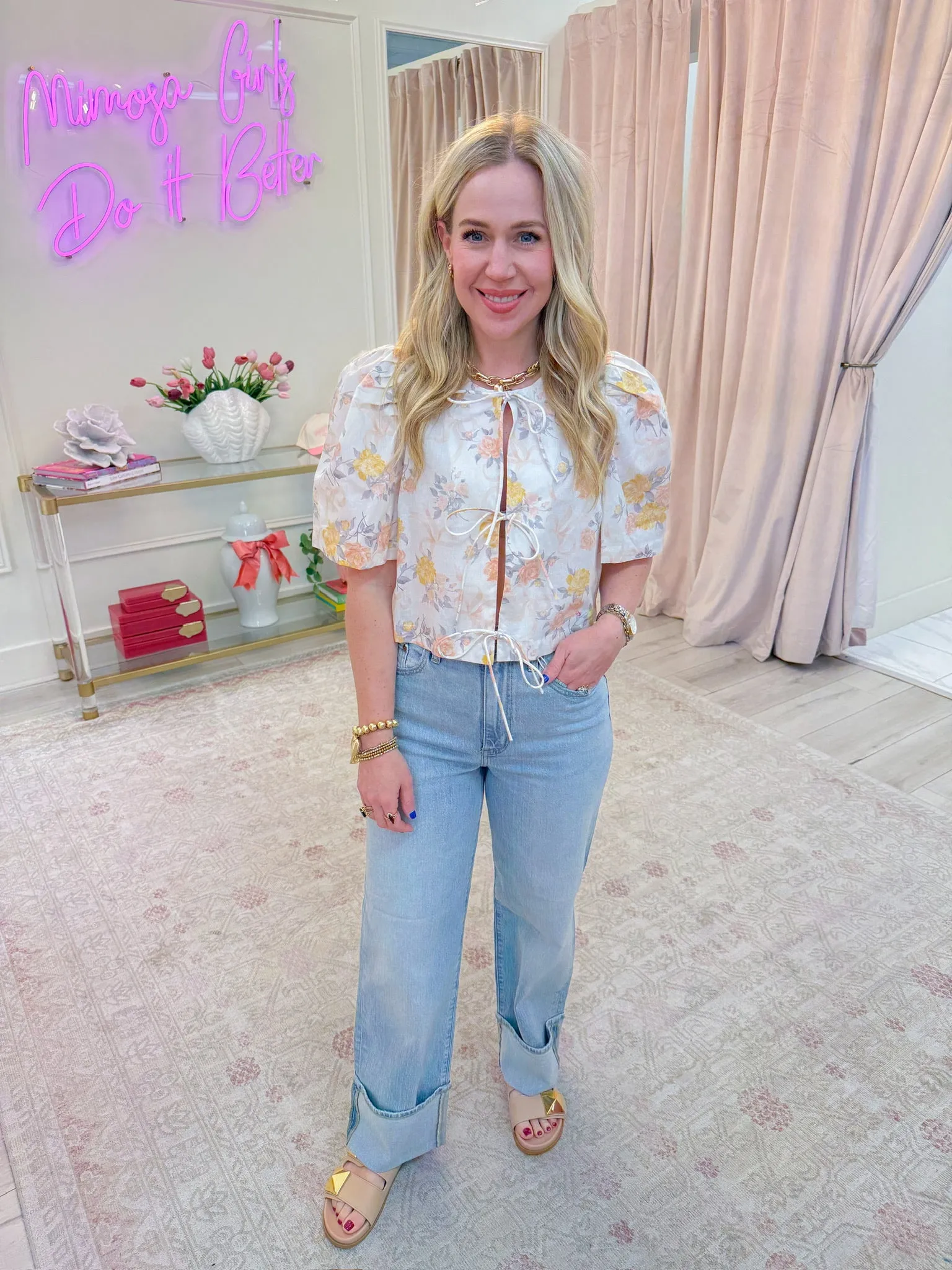 Ava Floral Tie Front Blouse sold by Mimosa