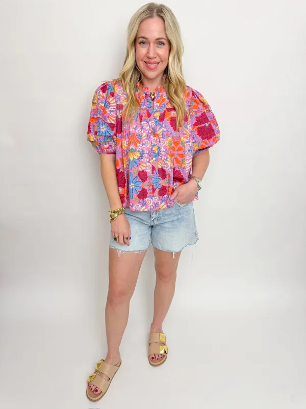 Freesia Floral Pleated Blouse sold by Mimosa