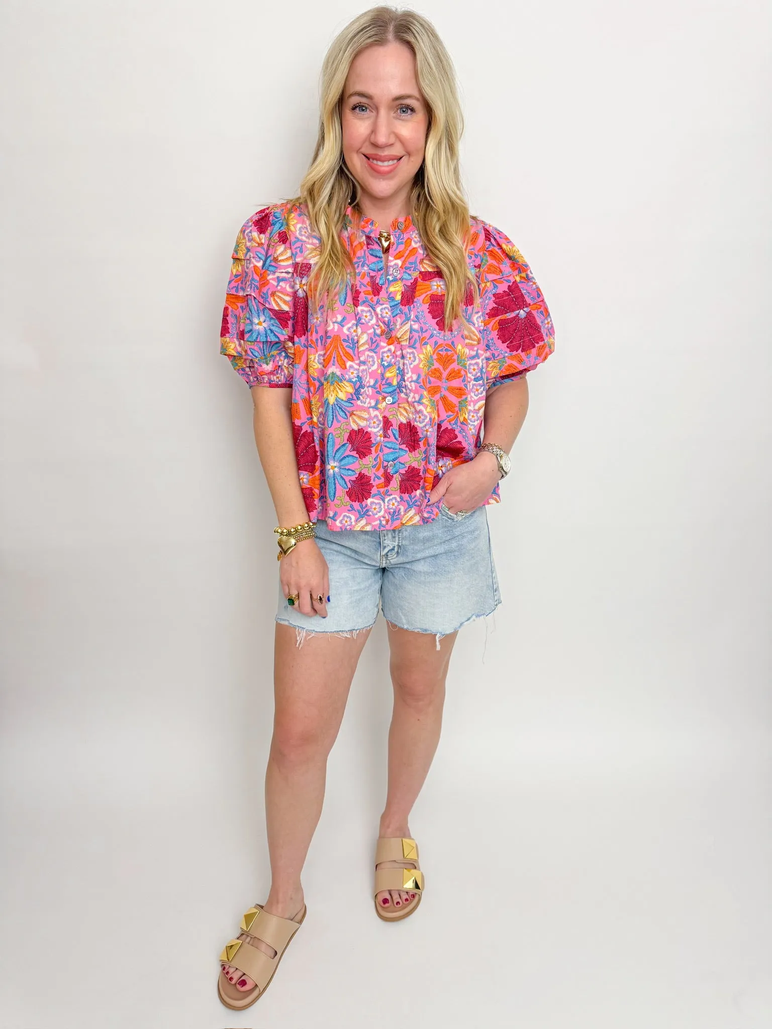 Freesia Floral Pleated Blouse sold by Mimosa