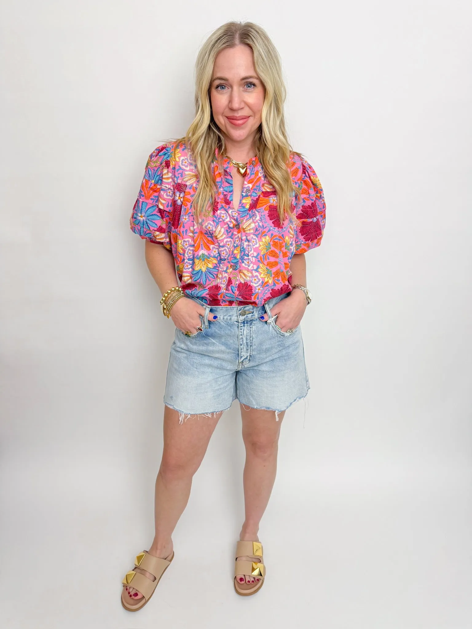 Freesia Floral Pleated Blouse sold by Mimosa product image thumbnail 3