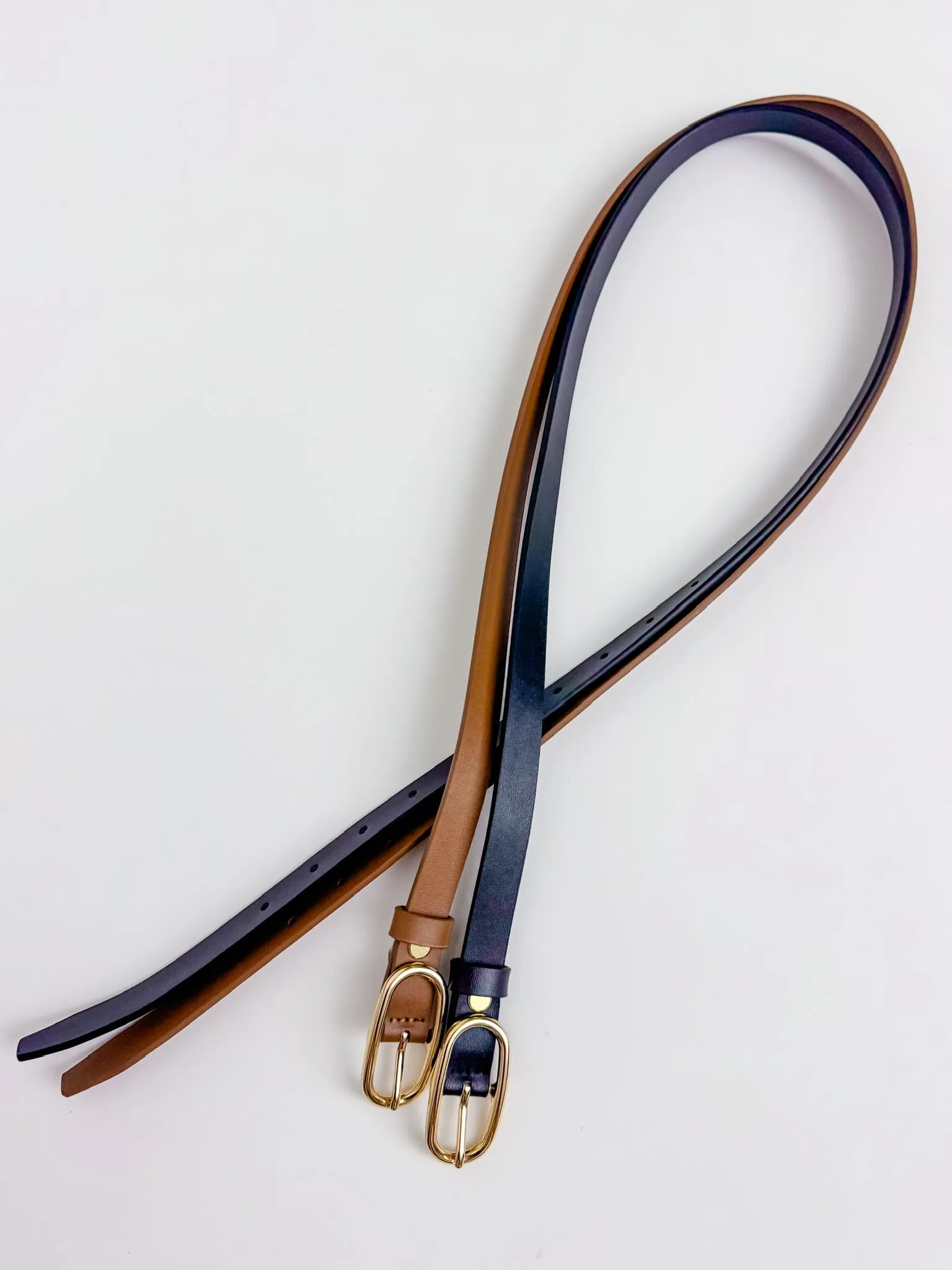 Long Oval Buckle Leather Belt sold by Mimosa