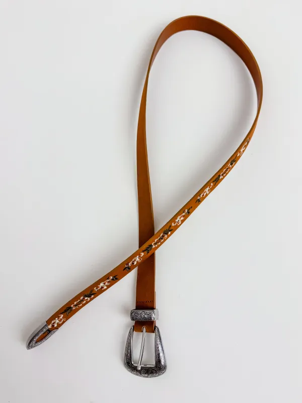Flower Embroidered Etch Buckle Belt sold by Mimosa