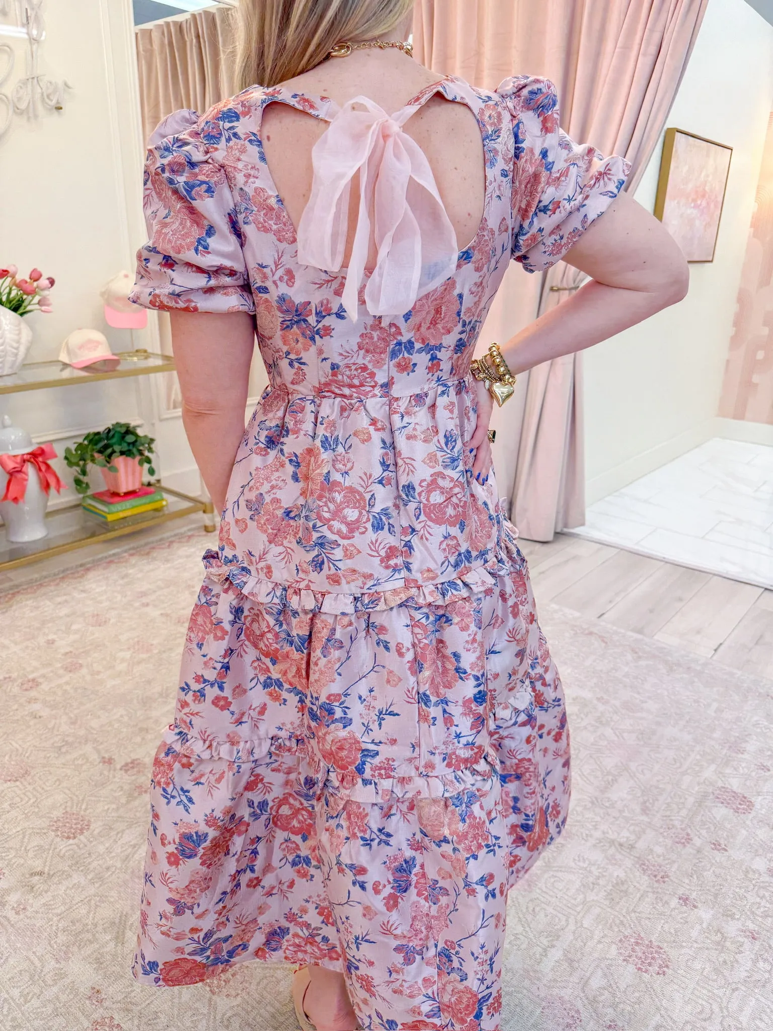 Merrit Jacquard Floral Midi Dress sold by Mimosa product image thumbnail 3