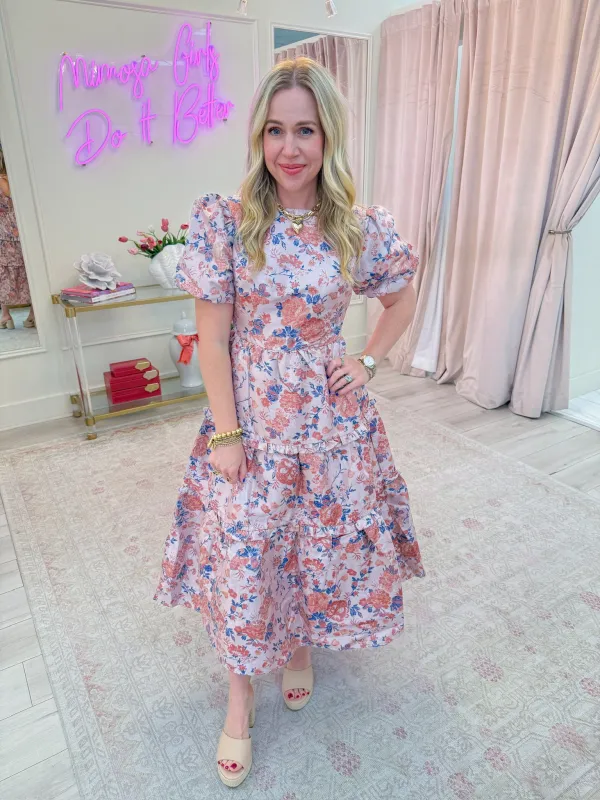 Merrit Jacquard Floral Midi Dress sold by Mimosa