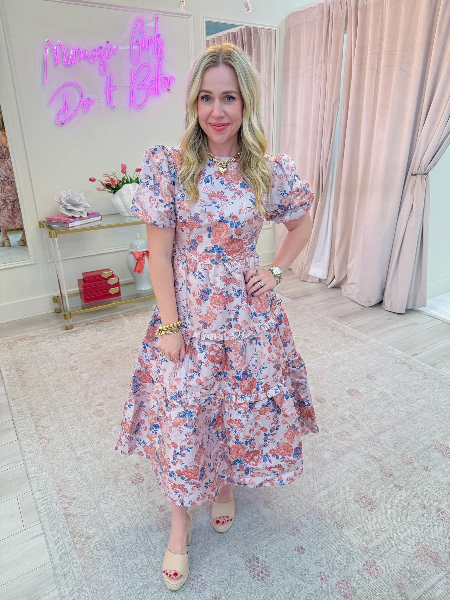 Merrit Jacquard Floral Midi Dress sold by Mimosa