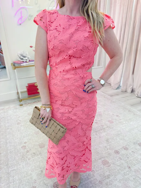 Portia 3D Lace Midi Dress sold by Mimosa