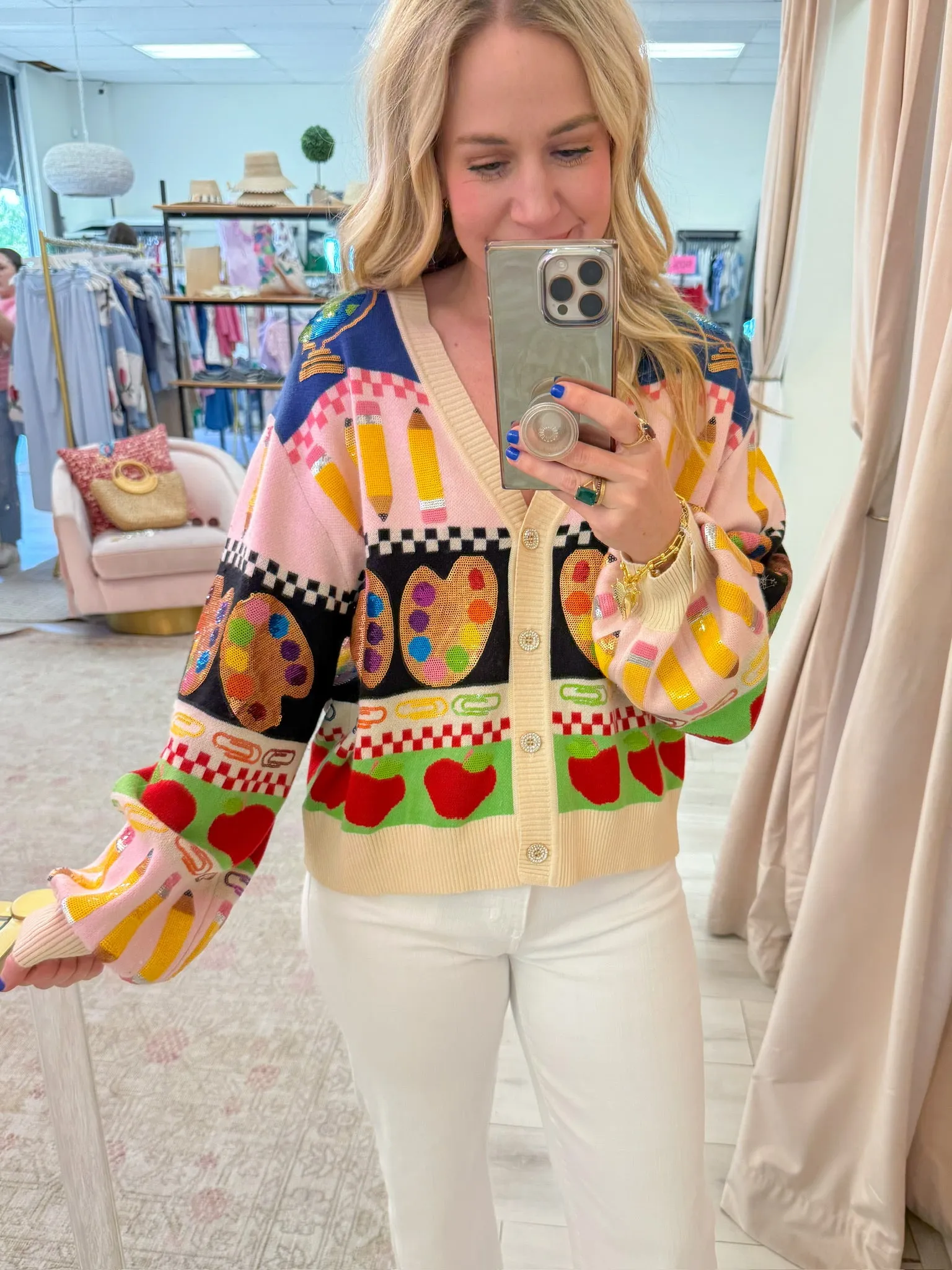 Teacher Icon Button Up Cardigan sold by Mimosa product image thumbnail 3