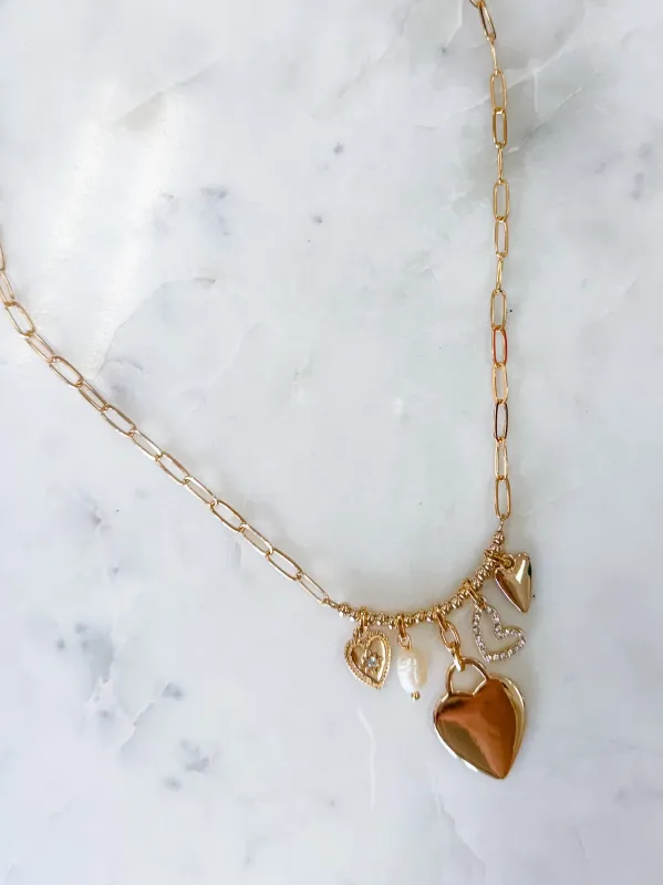 Open Heart Clear Charm Necklace sold by Mimosa