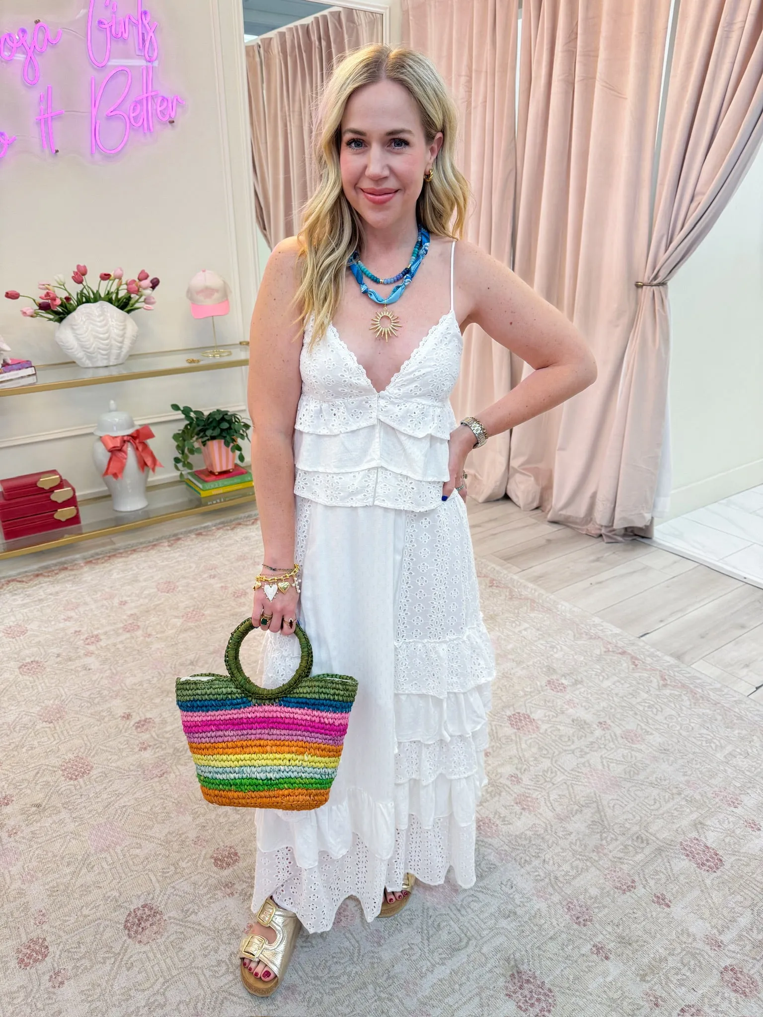 Hideaway Eyelet Ruffle Maxi Skirt sold by Mimosa