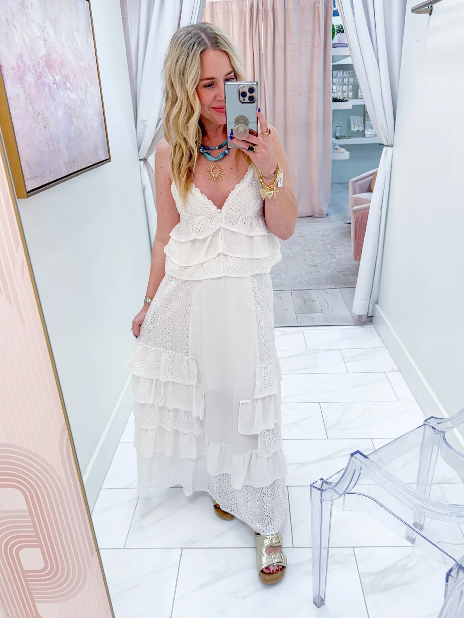 Hideaway Eyelet Ruffle Maxi Skirt sold by Mimosa product image thumbnail 4