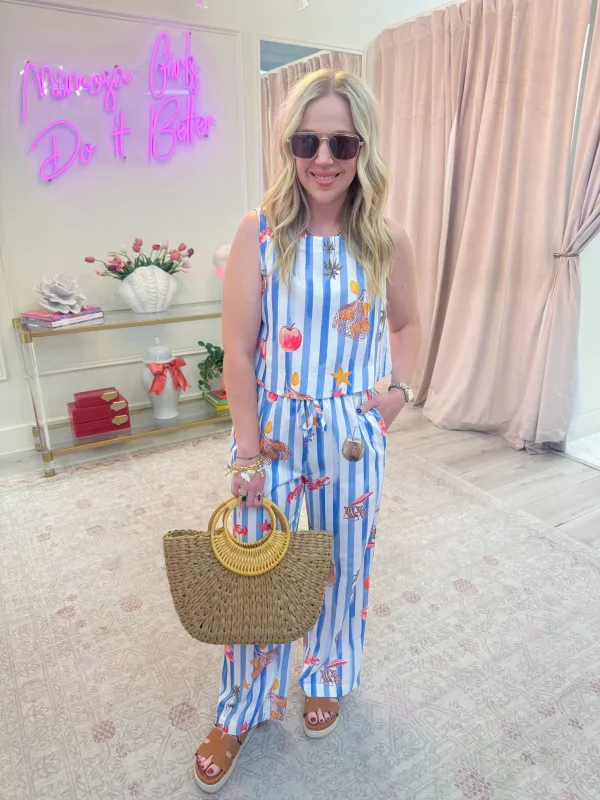 Coastal Stripe Pant Set sold by Mimosa