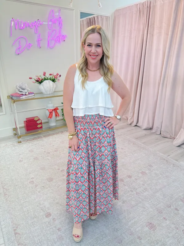 Parisian Floral Tiered Maxi Skirt sold by Mimosa
