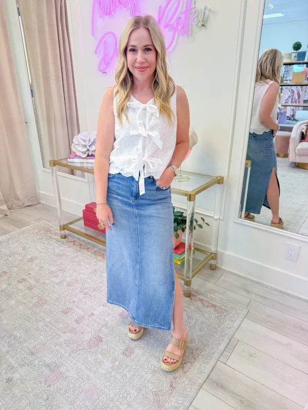 Sunflower Eyelet Tie Front Blouse sold by Mimosa