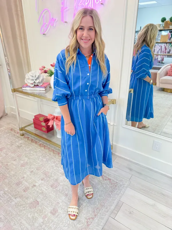 Lago Stripe Midi Dress sold by Mimosa